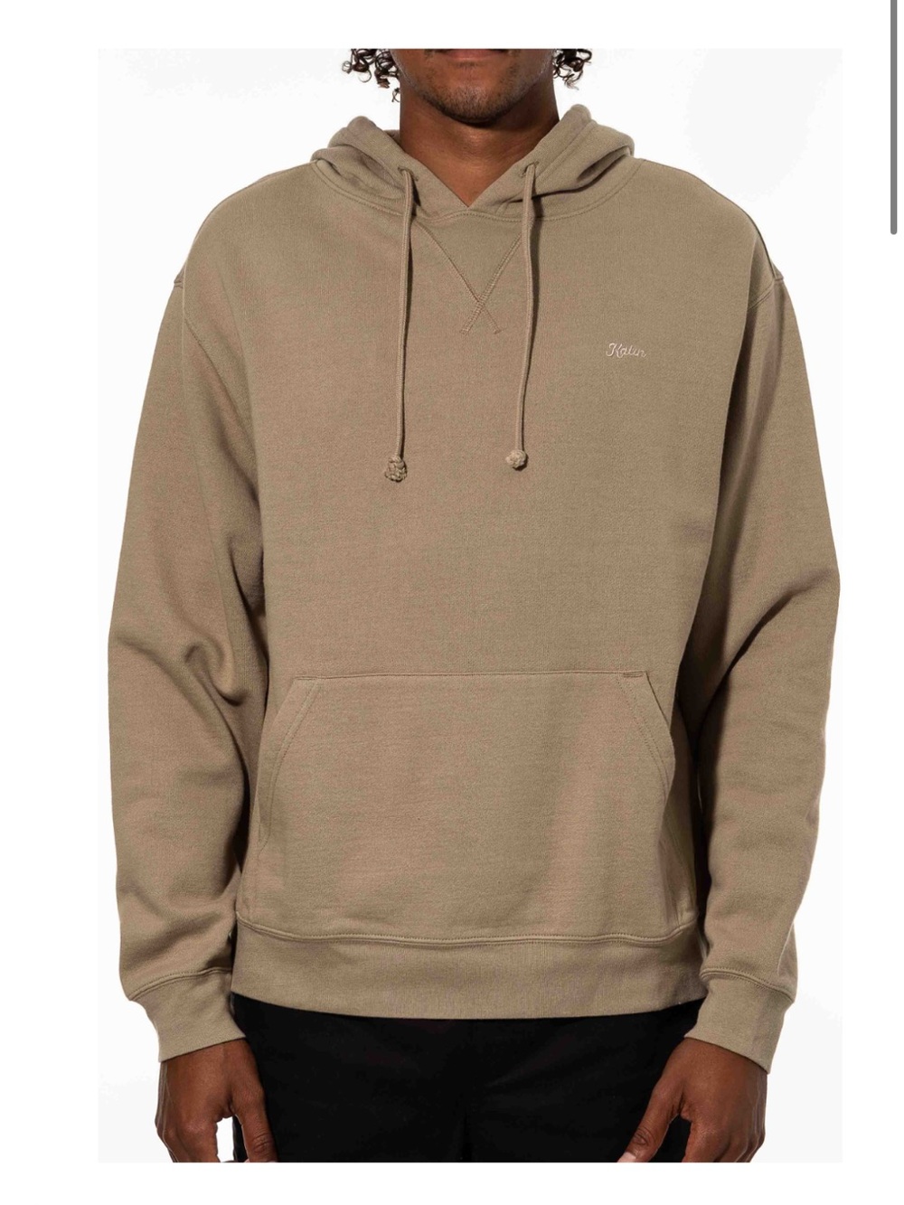 Katin Almond Oversized Hoodie with Embroidered Script Small